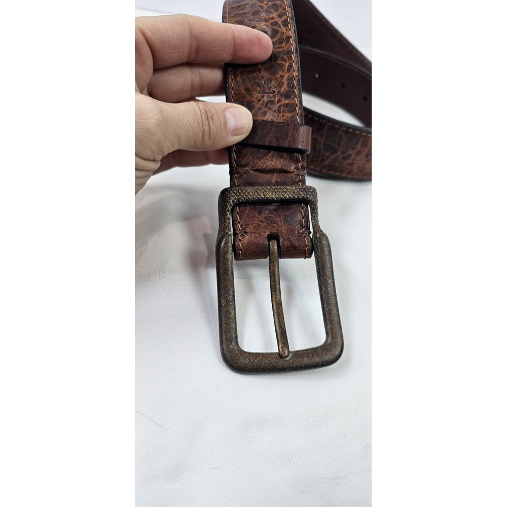 AMERICAN BISON Belt Men's 32 Brown Genuine Leather‎ Logo Western Dress NEW